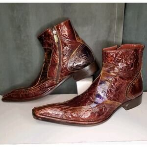 Jo Ghost Brown Zipper Ankle Luxury Boots Vero Cuoio Made in Italy EU 46 US 13